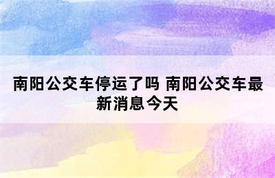 南阳公交车停运了吗 南阳公交车最新消息今天